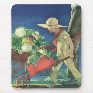 Mousepad Criança Vintage, Jardinagem Orgânica; Jardim da Vi