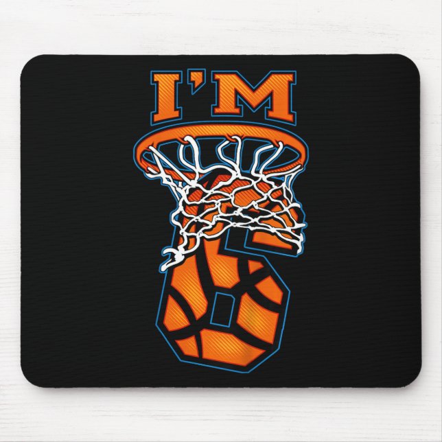 Mousepad Crianças 6 Bysketbyll de aniversário de  de 6 Meni (Frente)