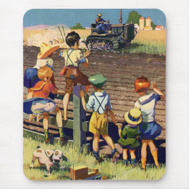 Mousepad Crianças Antigas Acenando para Fazendeiro Local em (Frente)