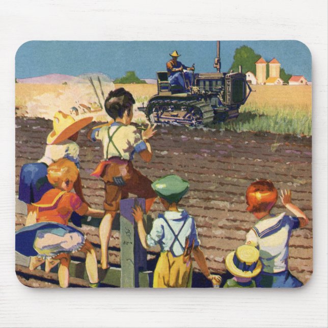 Mousepad Crianças Antigas Acenando para Fazendeiro Local em (Frente)