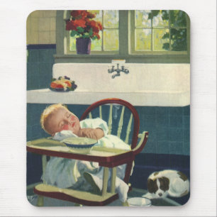 Mousepad Crianças Antigas, Cadeira Alta de Cozinha Bebê Dor