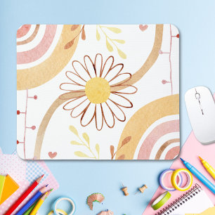 Mousepad Crianças Arco-Íris de Abstrato de Aquarelas Botâni