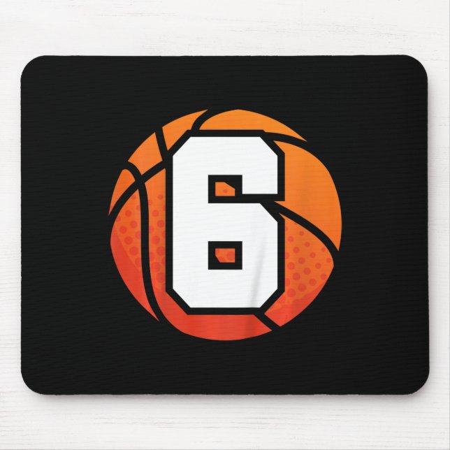 Mousepad Crianças Basquete Aniversário 6 Número 6 Anos (Frente)