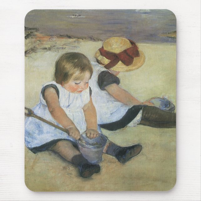 Mousepad Crianças brincando na praia por Mary Cassatt (Frente)