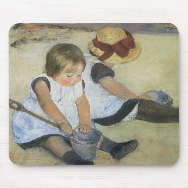 Mousepad Crianças brincando na praia por Mary Cassatt (Frente)