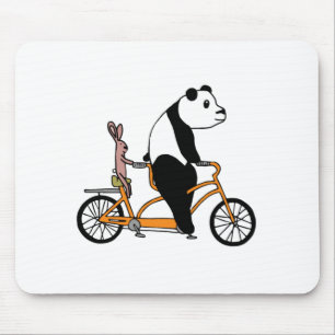 Mousepad Crianças de bicicleta de Tandem de Panda e Coelho