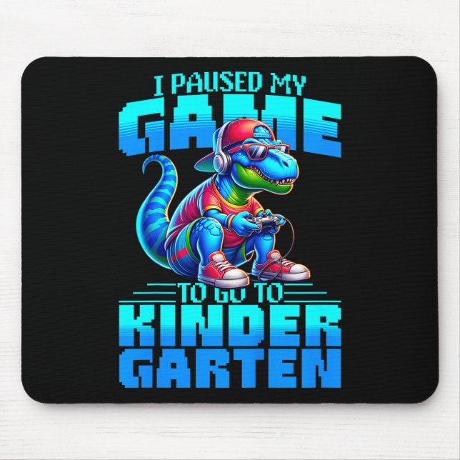 Mousepad Crianças de Volta à Escola T-rex Eu Pausar Meu Jog (Frente)
