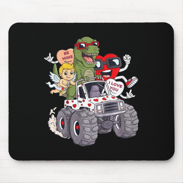Mousepad Crianças Dias de os namorados Corações T Rex Cupid (Frente)