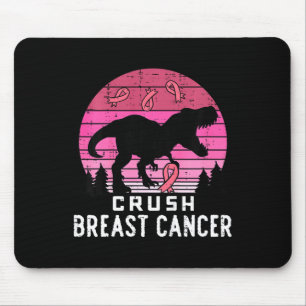 Mousepad Crianças Esmagam Cancer Rosa Trex Dino Consciência