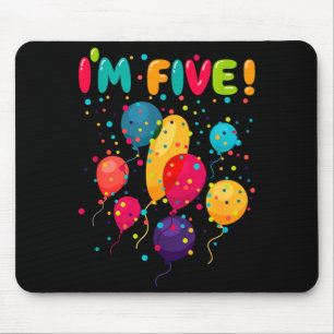 Mousepad Crianças felizes 5 balões de festa de aniversário