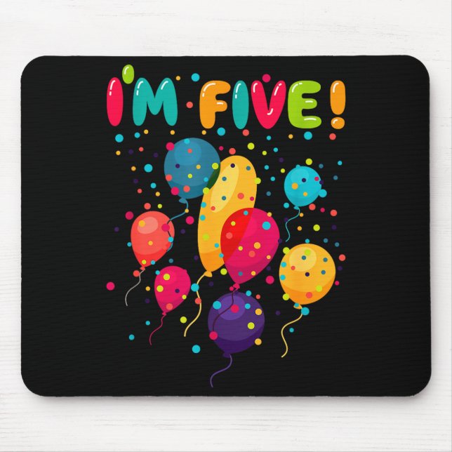 Mousepad Crianças felizes 5 balões de festa de aniversário  (Frente)