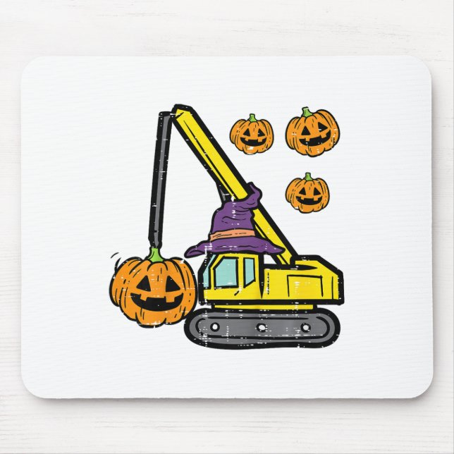Mousepad Crianças Halloween Crane Construction Truque Para (Frente)