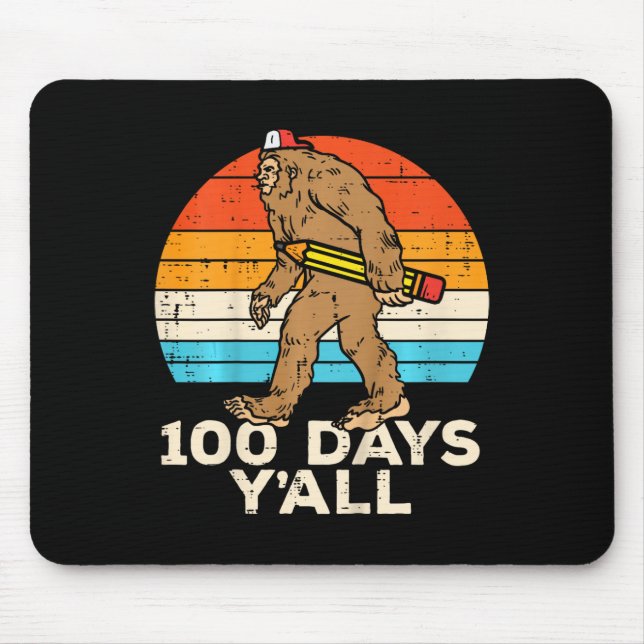 Mousepad Crianças Lápis de Pé Grande 100 Dias Yall 100th Da (Frente)