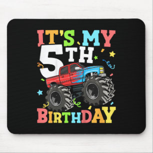 Mousepad Crianças Monster Truck É Meu 5 Aniversário 5 5