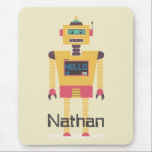 Mousepad Crianças Personalizadas da Ilustração de Robô Retr<br><div class="desc">Legal robô de brinquedo estilo retrô no mouse pad de criança personalizado.</div>
