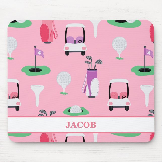 Mousepad Crianças Personalizadas Golfer Golfcart Golfing (Frente)