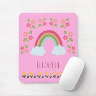 Mousepad Crianças Personalizadas Menina do arco-íris linda 