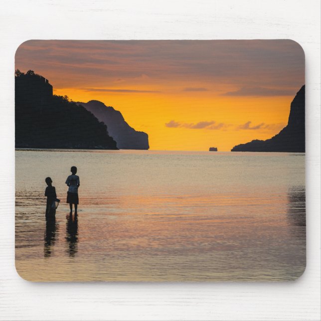 Mousepad Crianças Pescando Ao Pôr do Sol (Frente)