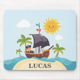 Mousepad Crianças Piratas Navio Personalizado Ahoy Matey