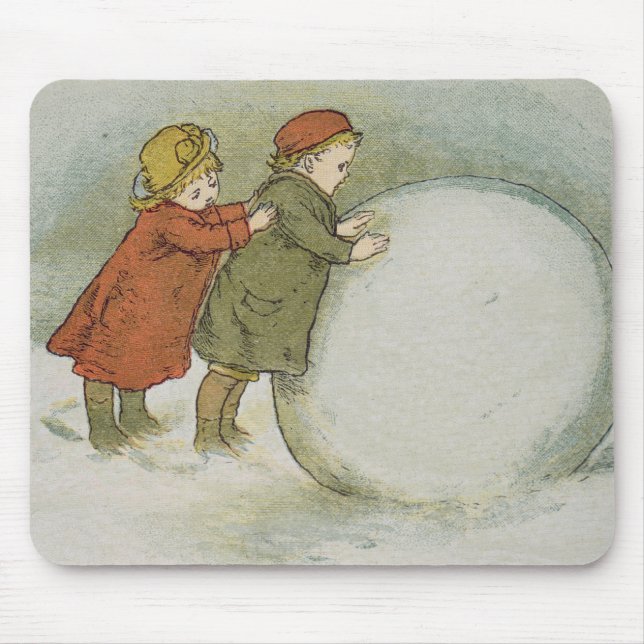 Mousepad Crianças que rolam Snowballs (Frente)