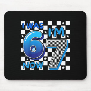 Mousepad Crianças Xadrez Azul Eu tinha 6 Estou com 7 Engraç