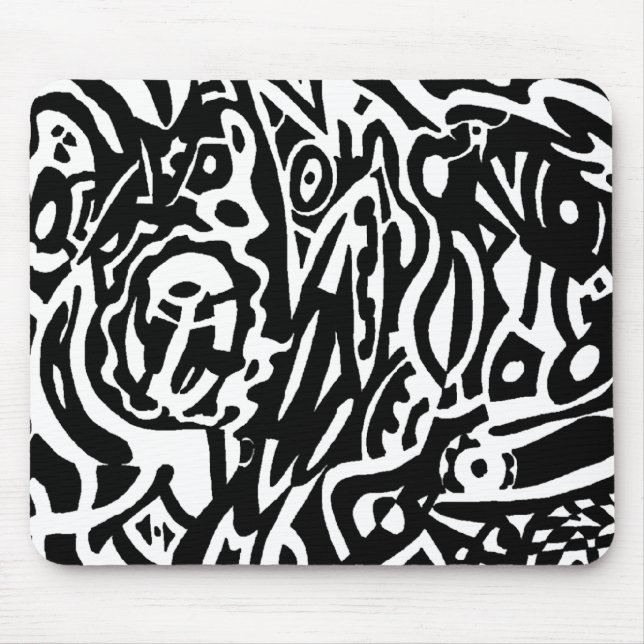 Mousepad "Criatura de aves" Abstrato B&W (Frente)
