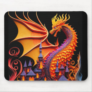 Mousepad Criaturas Míticas Fantasmas de Arte do Dragão de F