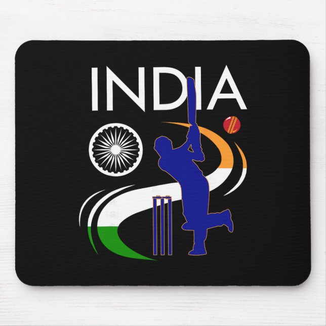 Mousepad Cricket da Índia com pincelada da bandeira indiana (Frente)