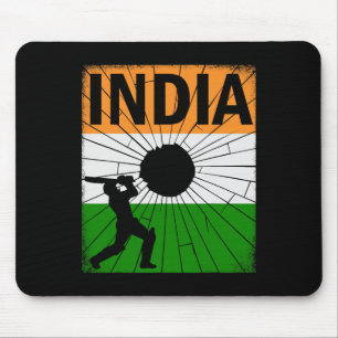 Mousepad Cricket Índia Com Pincelada Da Bandeira Indiana As
