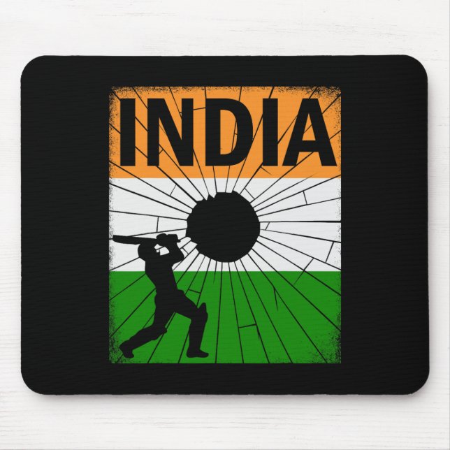 Mousepad Cricket Índia Com Pincelada Da Bandeira Indiana As (Frente)