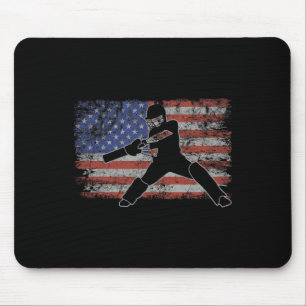 Mousepad Cricket Retro Bandeira EUA Jogador de Críquete 4 d