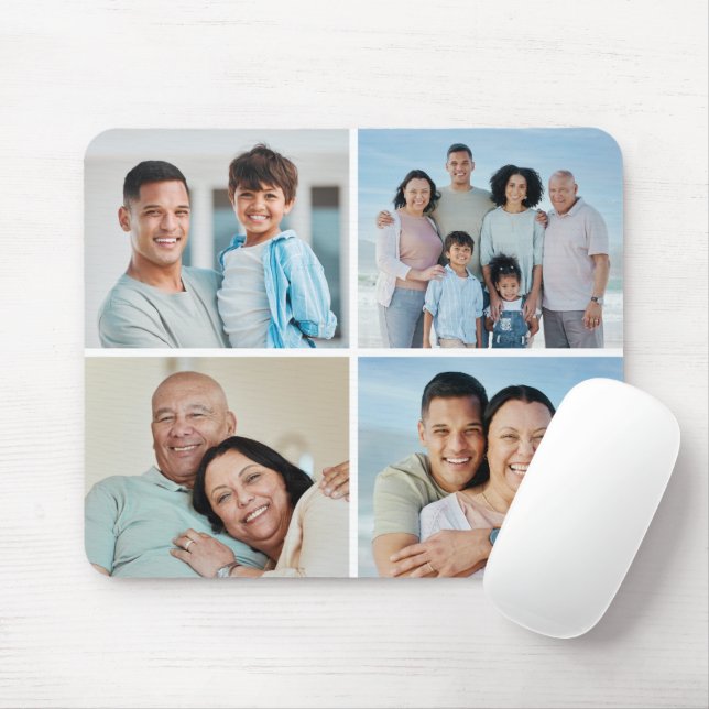 Mousepad Crie a sua própria colagem de 4 fotos (Com mouse)