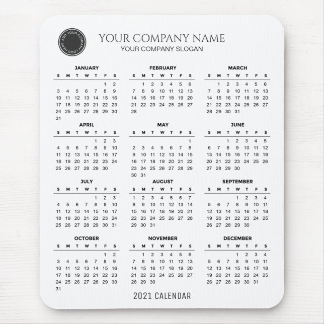 Mousepad Crie seu próprio calendário da empresa 2021 | Mous (Frente)