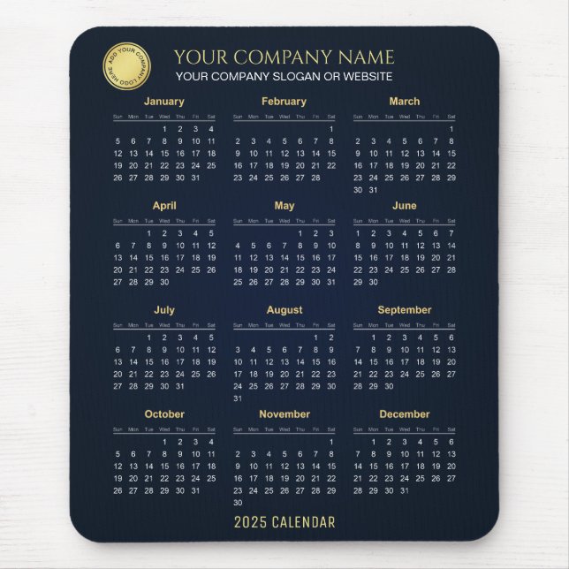 Mousepad Crie seu próprio Calendário da Empresa 2025 | Mous (Frente)