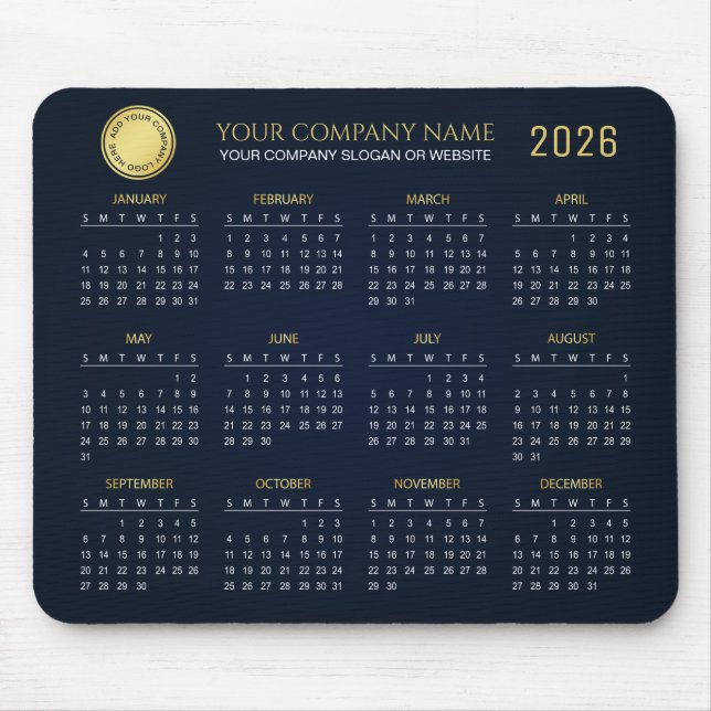 Mousepad Crie seu próprio calendário empresarial 2026 |  (Frente)