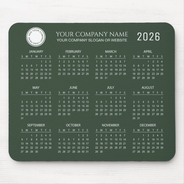 Mousepad Crie seu próprio calendário empresarial 2026 |  (Frente)