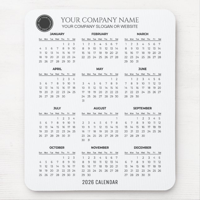 Mousepad Crie seu próprio calendário empresarial 2026 | Mou (Frente)