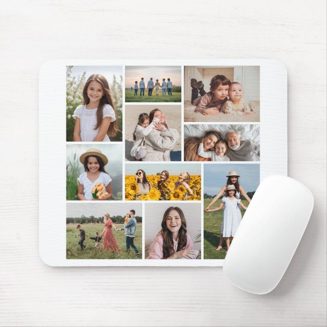 Mousepad Crie Sua Própria Colagem de 10 Fotos (Com mouse)