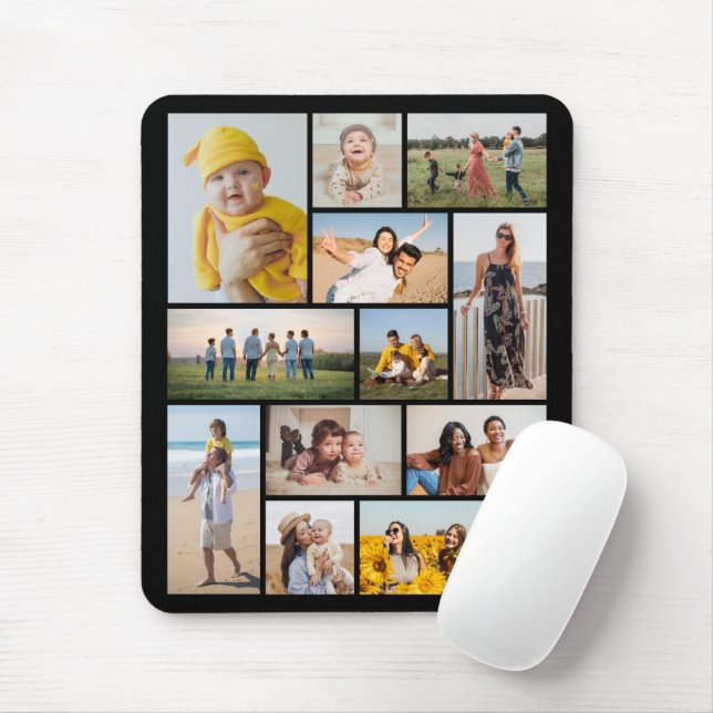 Mousepad Crie Sua Própria Colagem de 12 Fotos (Com mouse)
