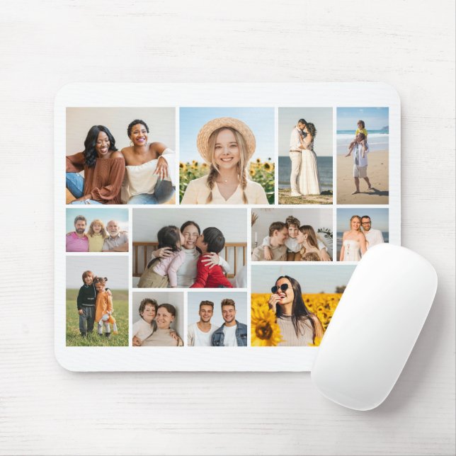 Mousepad Crie Sua Própria Colagem de 12 Fotos  (Com mouse)
