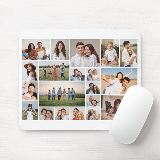 Mousepad Crie Sua Própria Colagem de 20 Fotos (Com mouse)