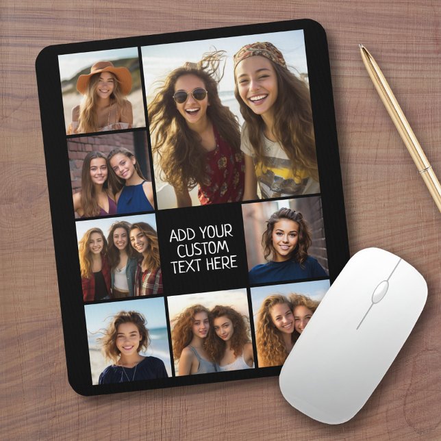Mousepad Crie uma colagem de fotos personalizada com 8 foto (Custom Mouse Pad - Add Photos and Text)