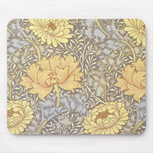 Mousepad Crisântemo Flor Bonita William Morris (Frente)