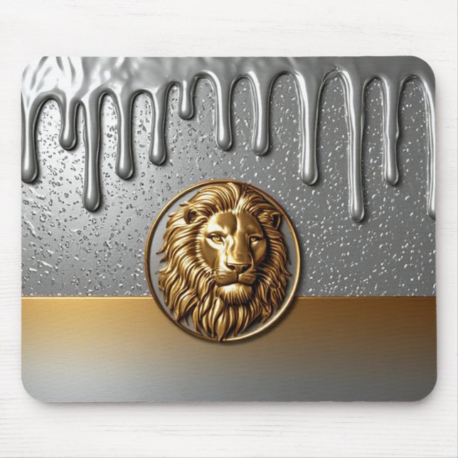 Mousepad Crista de Leão Real Com Textura de Metal Dourado � (Frente)