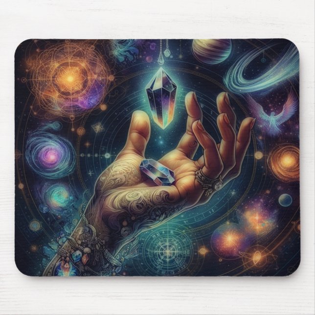 Mousepad Cristal Celestial na Galáxia Spacy Palm  (Frente)