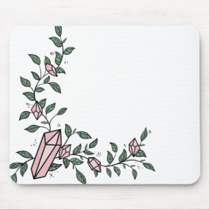 Mousepad Cristal Rosa Rosa-Rosa-Flor-Cinzento-Cinzento-Cinz