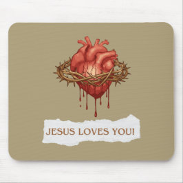 Mousepad Cristão com Frase "Jesus Loves You"