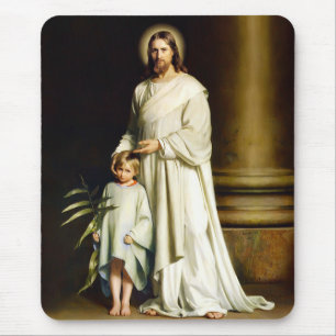 Mousepad Cristo e Criança. Presente de Páscoa de Arte Fina