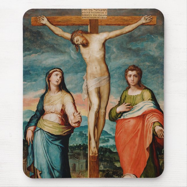 Mousepad Cristo na cruz com santos (Frente)