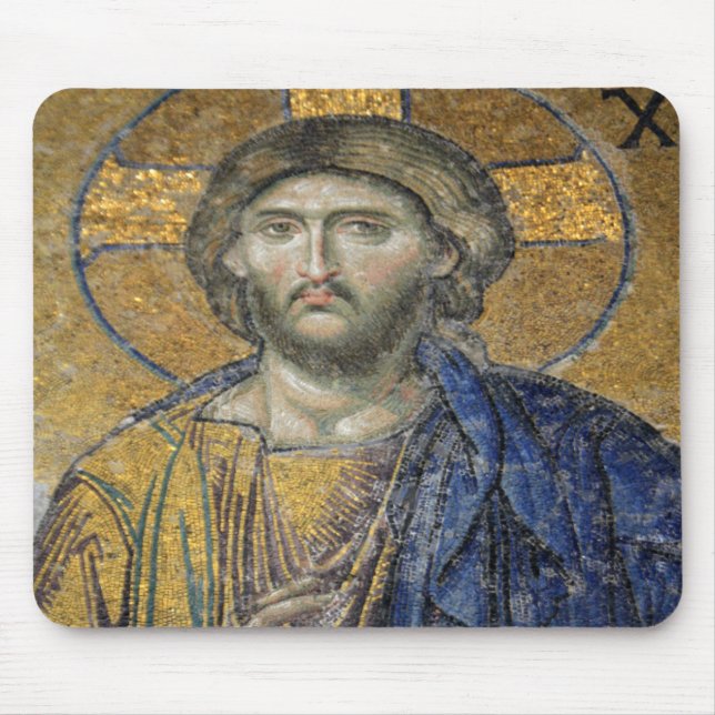 Mousepad Cristo Pantocrator Mosiac Icônico Religioso Roman  (Frente)